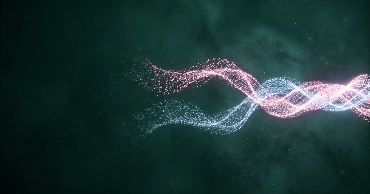 Two streams of light weaving together into one brighter stream